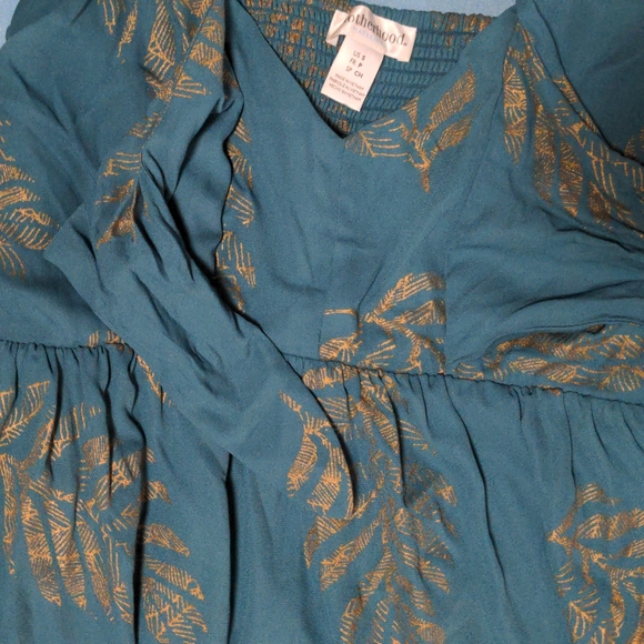 Gold Palm Leaf Maternity Dress Size S - Picture 6 of 7